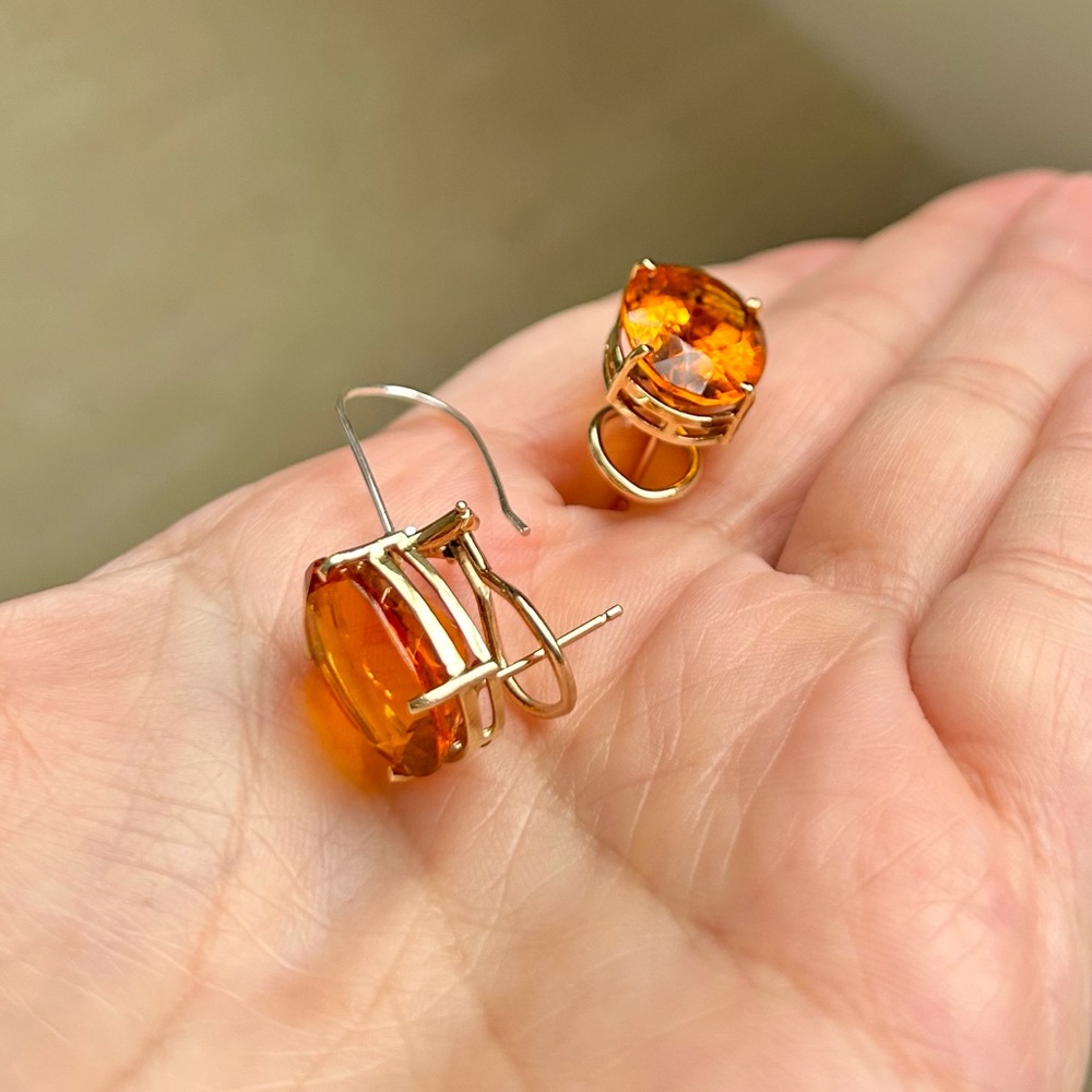 Exquisite Oversized AAA Madeira Citrine & 14K Gold Lever Back Earrings - Picture 5 of 15